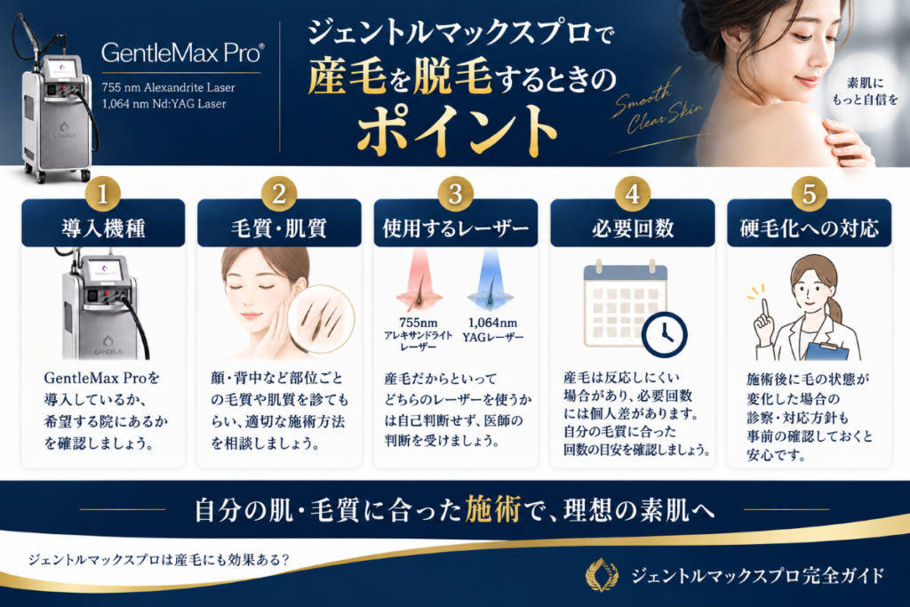 ジェントルマックスプロで顔・背中の産毛を脱毛するときに確認したい5つのポイント