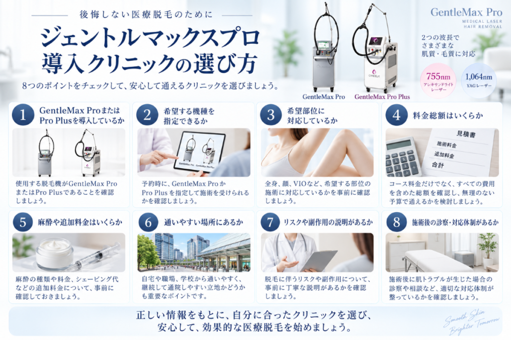 ジェントルマックスプロ導入クリニックの選び方｜確認したい8つのポイント