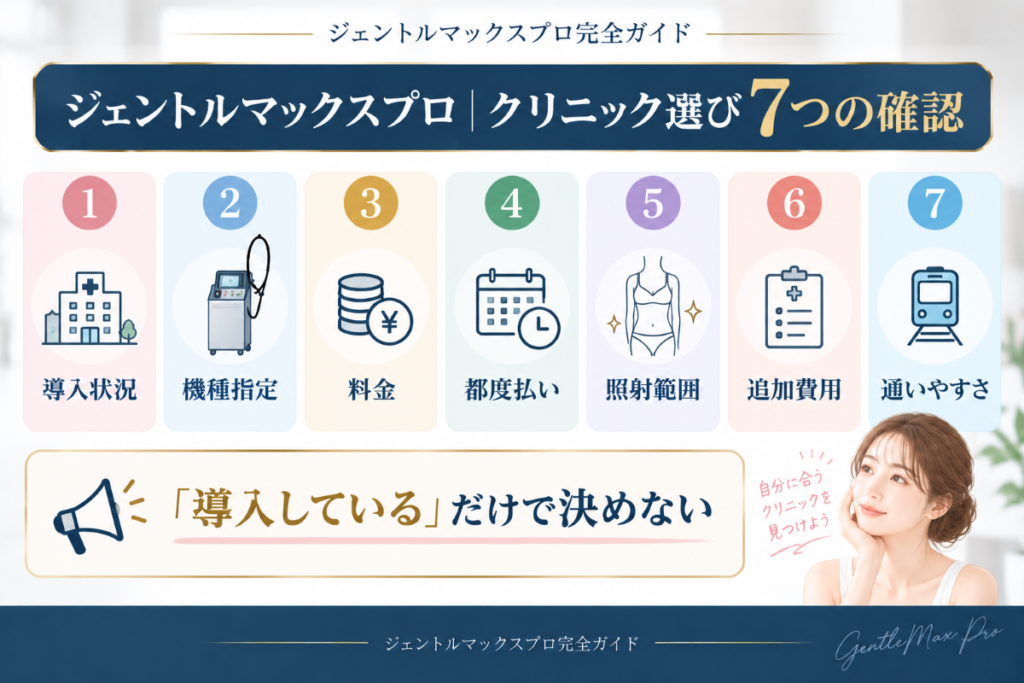 ジェントルマックスプロ導入クリニックを選ぶときに確認したい導入状況・機種指定・料金など7項目