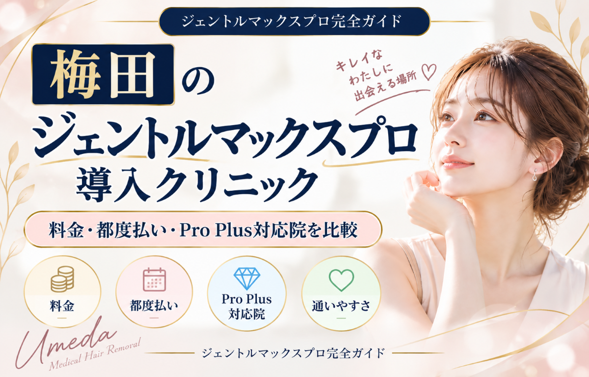 梅田のジェントルマックスプロ導入クリニック｜料金・都度払い・Pro Plus対応院を比較