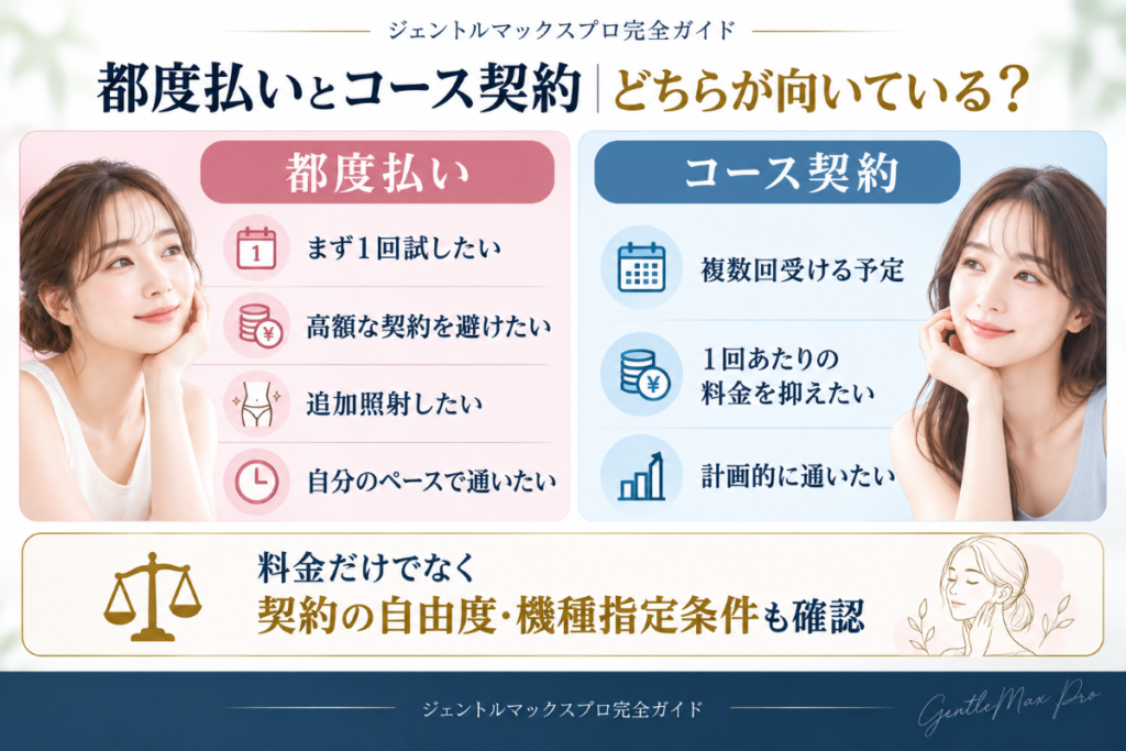 ジェントルマックスプロの都度払いと複数回コース契約の違い